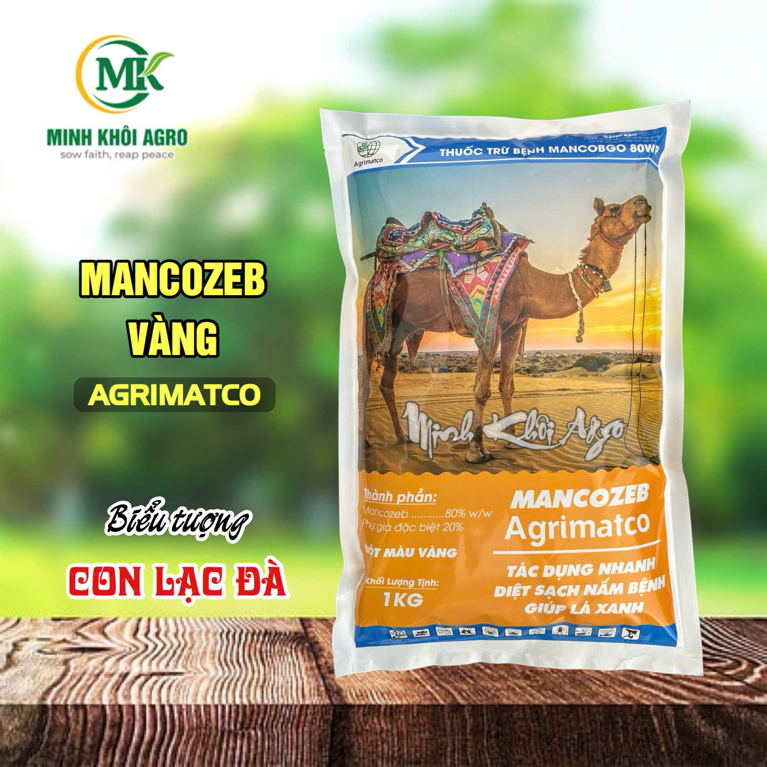 Mancobgo 80WP (Mancozeb vàng nhãn hiệu Con Lạc Đà) - Gói 1kg